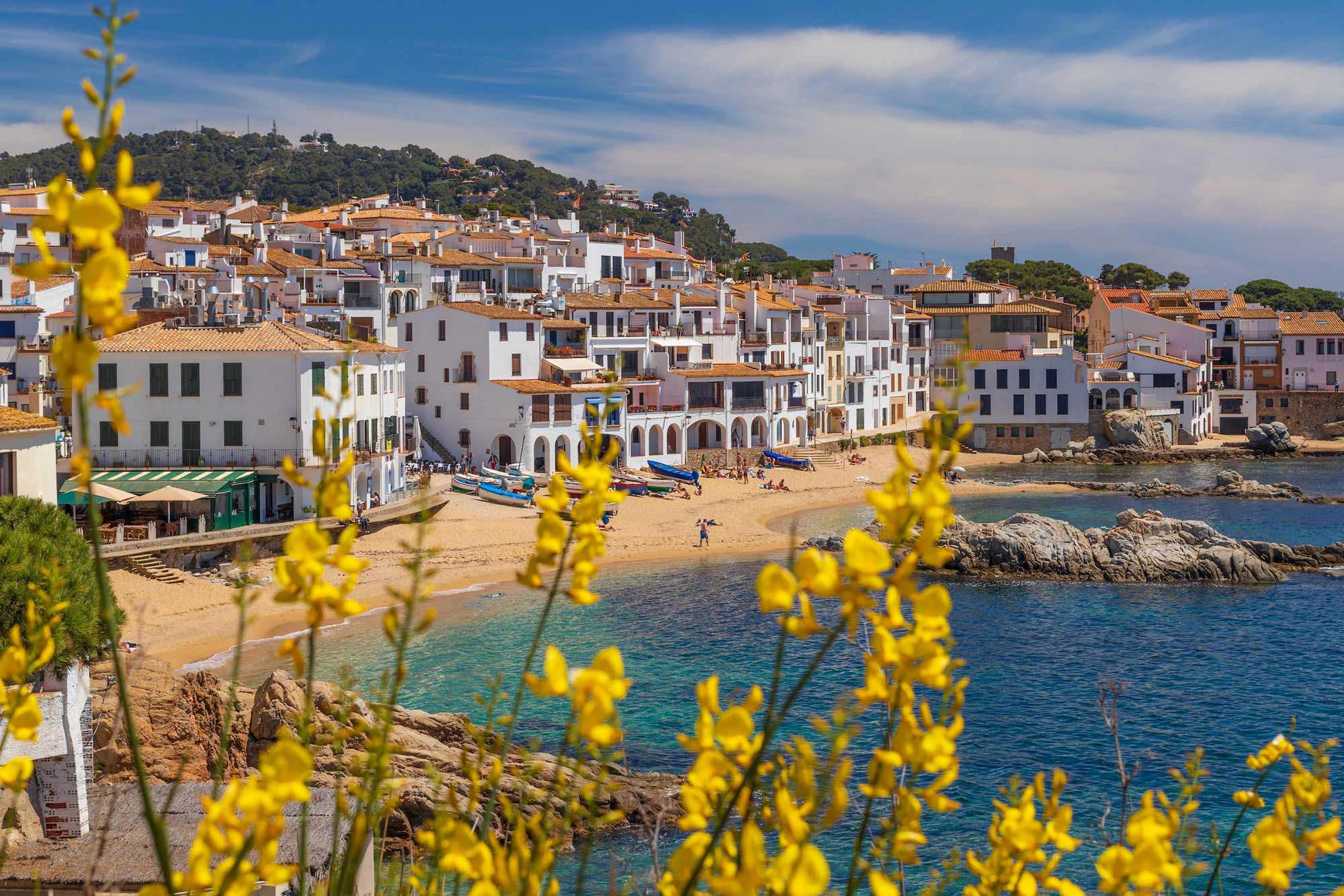 Bostadsområde vid stranden, spanien, spansk strand